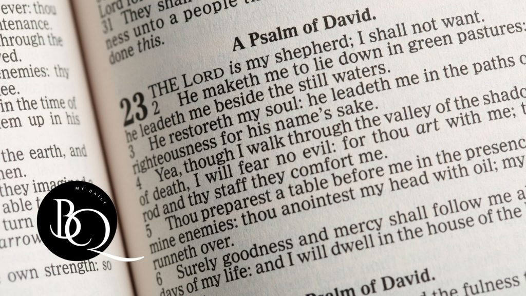 Open Bible with Psalm 23 featured